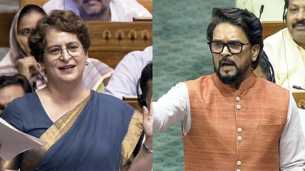 Clash in Parliament: Priyanka Gandhi and Anurag Thakur Trade Jibes Over IIT Director’s Role in Exam Reforms