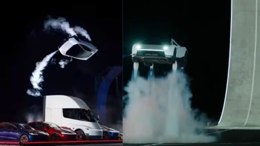 Tesla Demonstrates Flying Roadster with SpaceX Cold-Gas Thrusters at Texas Showcase