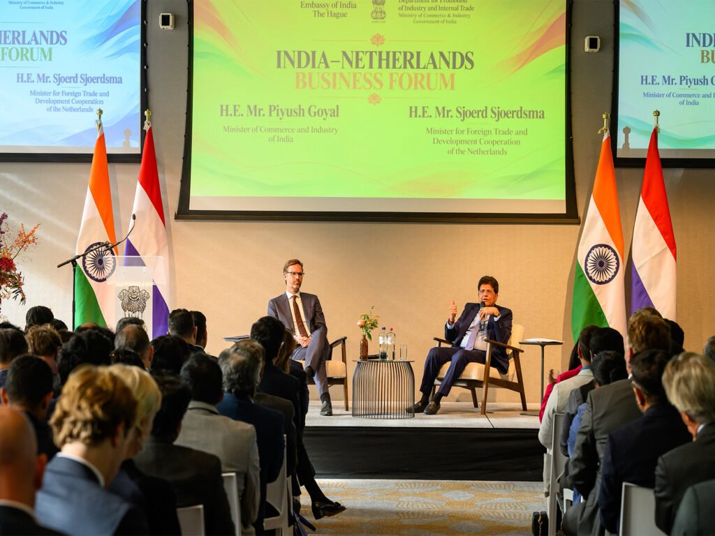 Union Minister of Commerce and Industry Piyush Goyal addresses India-Netherlands Business Forum in The Hague. (Photo/@PiyushGoyal)